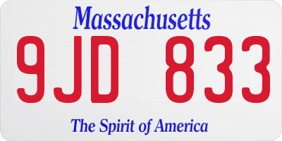 MA license plate 9JD833