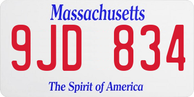 MA license plate 9JD834