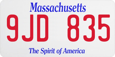 MA license plate 9JD835
