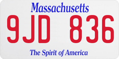 MA license plate 9JD836