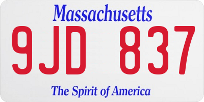 MA license plate 9JD837