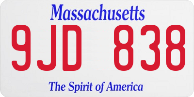 MA license plate 9JD838