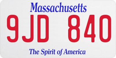 MA license plate 9JD840