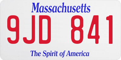 MA license plate 9JD841