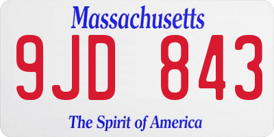 MA license plate 9JD843