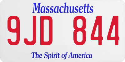 MA license plate 9JD844