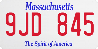 MA license plate 9JD845