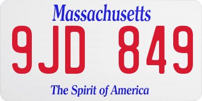 MA license plate 9JD849