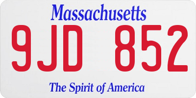 MA license plate 9JD852
