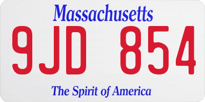 MA license plate 9JD854
