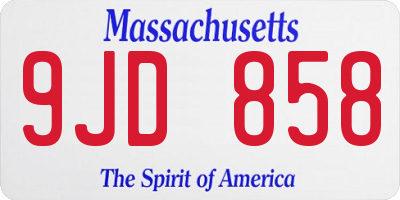 MA license plate 9JD858