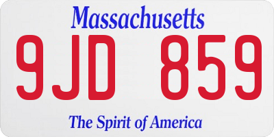 MA license plate 9JD859