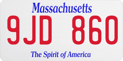 MA license plate 9JD860