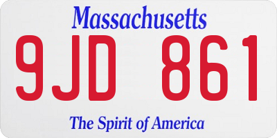 MA license plate 9JD861