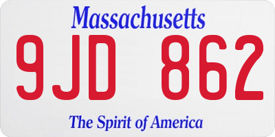 MA license plate 9JD862