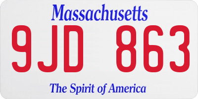MA license plate 9JD863