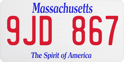 MA license plate 9JD867