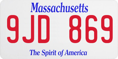 MA license plate 9JD869