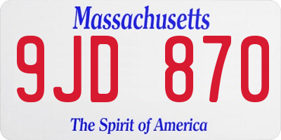 MA license plate 9JD870
