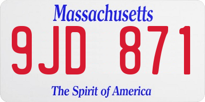MA license plate 9JD871