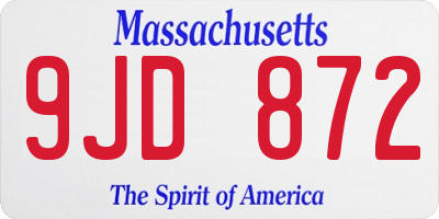 MA license plate 9JD872