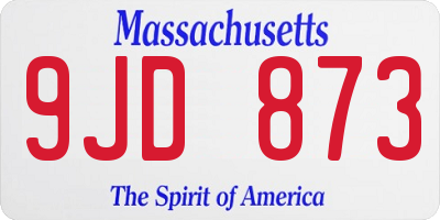 MA license plate 9JD873