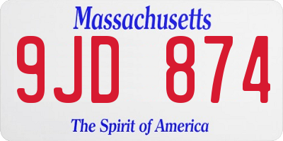 MA license plate 9JD874