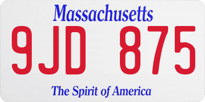 MA license plate 9JD875
