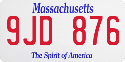 MA license plate 9JD876