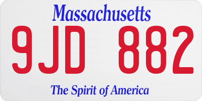 MA license plate 9JD882