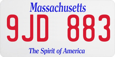 MA license plate 9JD883