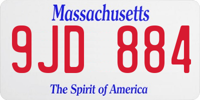 MA license plate 9JD884