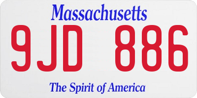 MA license plate 9JD886