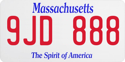 MA license plate 9JD888