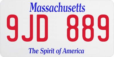 MA license plate 9JD889