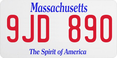 MA license plate 9JD890