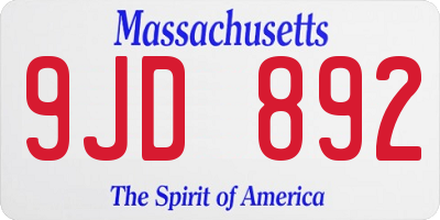 MA license plate 9JD892