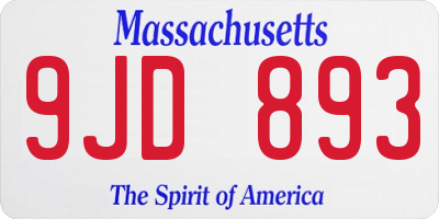MA license plate 9JD893