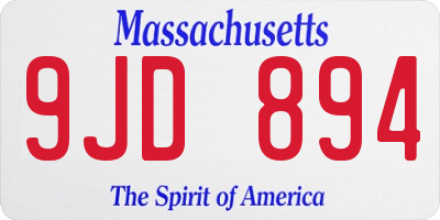 MA license plate 9JD894