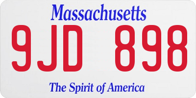 MA license plate 9JD898