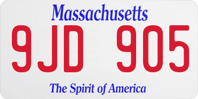 MA license plate 9JD905