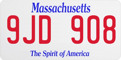 MA license plate 9JD908