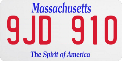 MA license plate 9JD910
