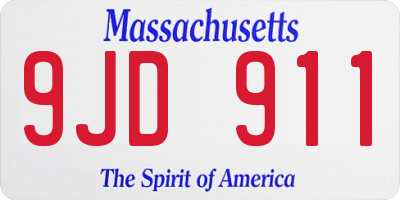MA license plate 9JD911