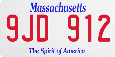 MA license plate 9JD912