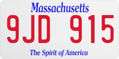 MA license plate 9JD915