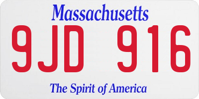 MA license plate 9JD916