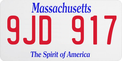MA license plate 9JD917