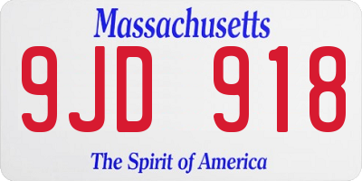 MA license plate 9JD918