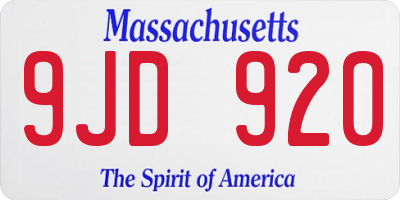 MA license plate 9JD920